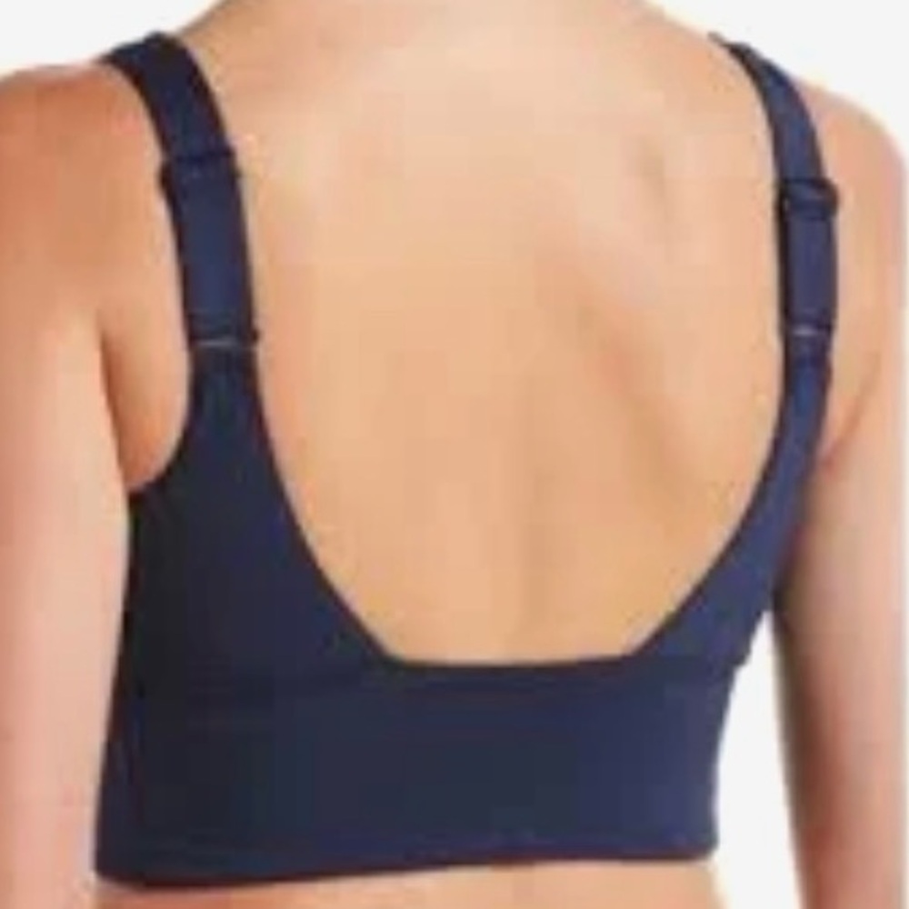 NIKE Navy Adjustable Straps Effortless Essential Scoop Neck Midkini Swimsuit Top - Picture 2 of 11